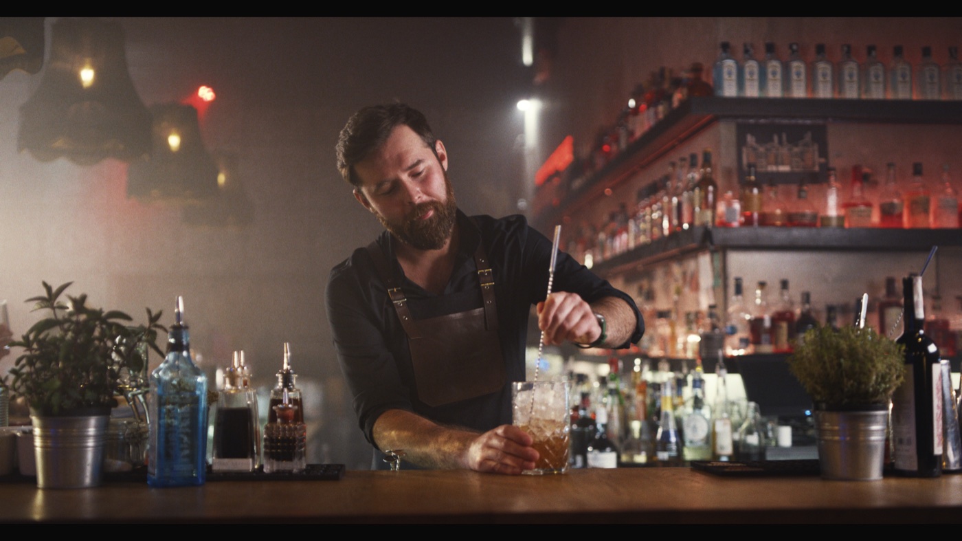 Matched frame of the bartender rendered through Lacerta.